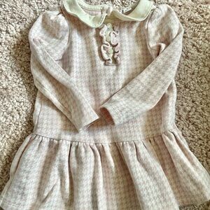 Pink Houndstooth Dress with Collar